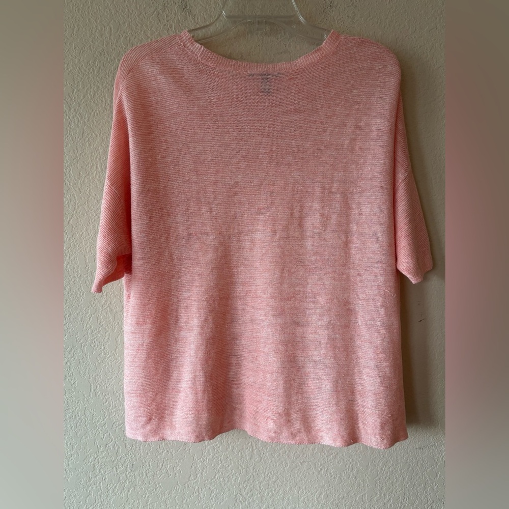 Eileen‎ Fisher Organic Linen Melange Round Neck Top Pink  Sz PM - Picture 4 of 6